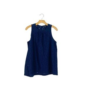 Uniqlo Navy Blue Eyelet Sleeveless Top Size Medium